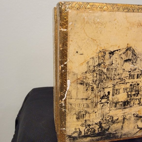 Vintage Distressed Wood Keepsake/Jewelry Box - Venice Scene - Picture 9 of 9